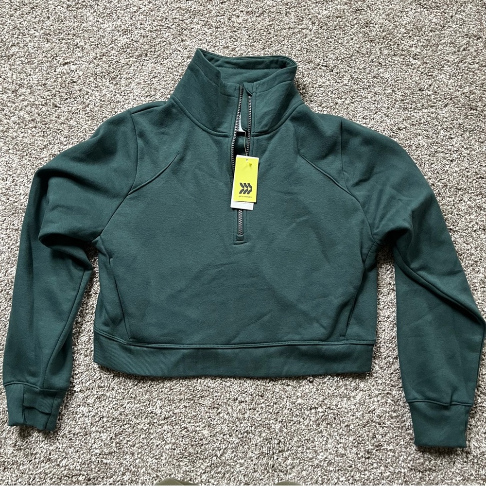 all in motion Forest Green Quarter-Zip Pullover size medium NWT